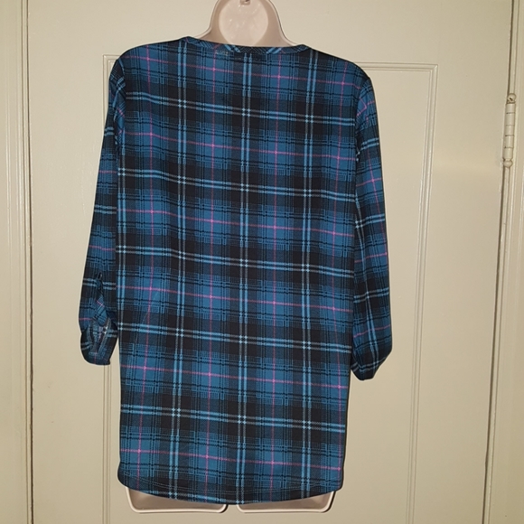 I.b.diffusion Roll Slv Popover Blue Blouse Sz S - Picture 5 of 8